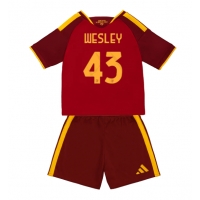 Camiseta AS Roma Wesley Franca #43 Primera Equipación Replica 2026-27 para niños mangas cortas (+ Pantalones cortos)